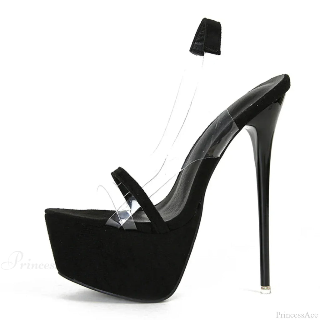 Sexy Snake-Print Back-Strap Platform Sandals Thick-Bottom Open-Toe Party Stripper Transparent High Heel