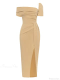 Sexy Square Collar Folds Design Long Dress Short Sleeves Christmas Party Dress