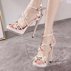 Sexy Stiletto Sandals Narrow Band Butterfly-KnotBuckle Strap 14CM High Quality Ladies High Heel