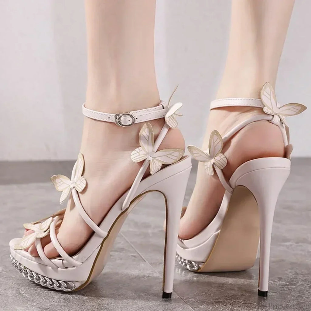 Sexy Stiletto Sandals Narrow Band Butterfly-KnotBuckle Strap 14CM High Quality Ladies High Heel