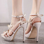 Sexy Stiletto Sandals Narrow Band Butterfly-KnotBuckle Strap 14CM High Quality Ladies High Heel