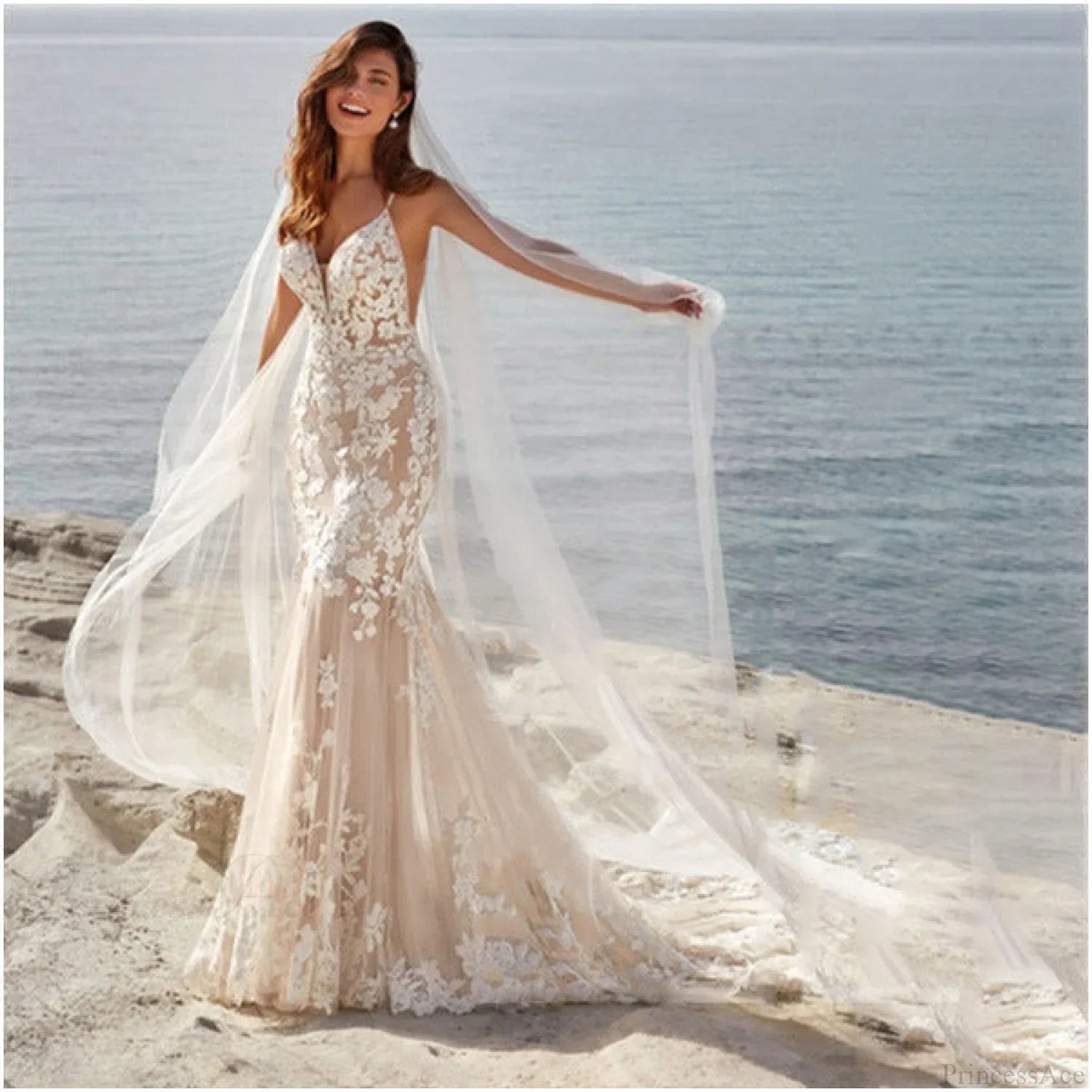 Sexy Strapless Lace Evening Wedding Dress