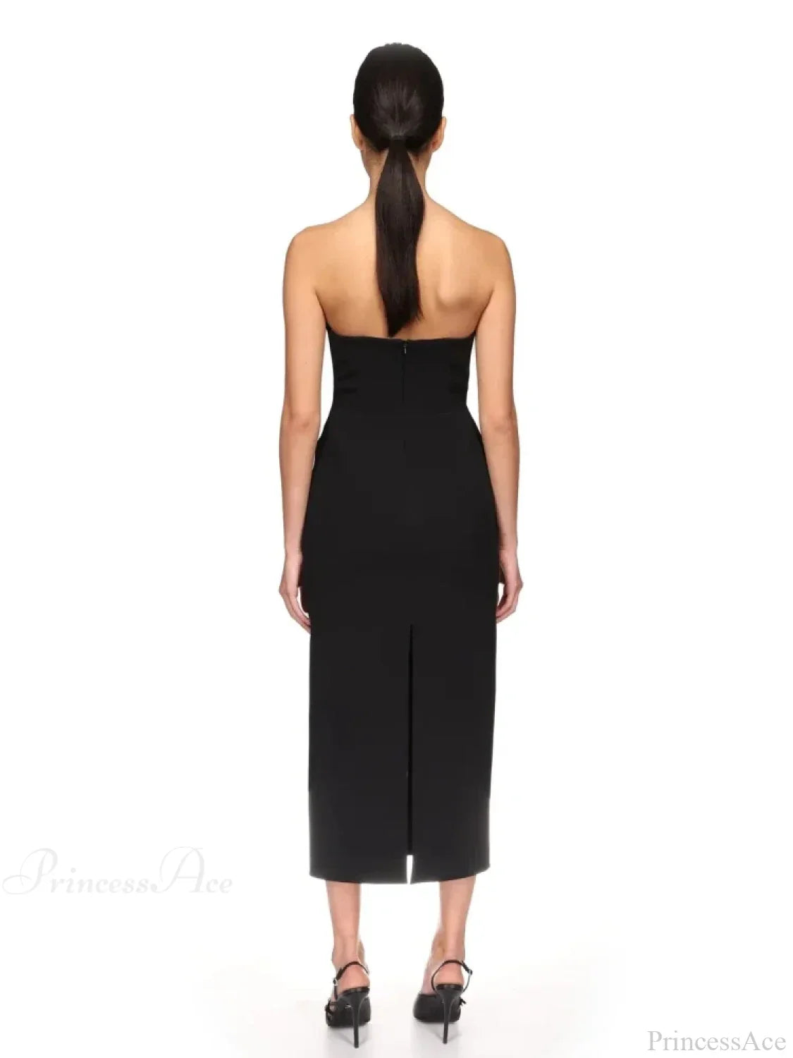 Sexy Strapless V Neck Diamonds Bandage Black Sleeveless Christmas Party Dress