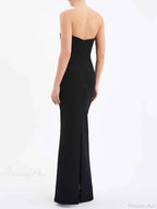 Sexy Strapless V Neck Lace Sequin Design Black Velvet Christmas Party Dress