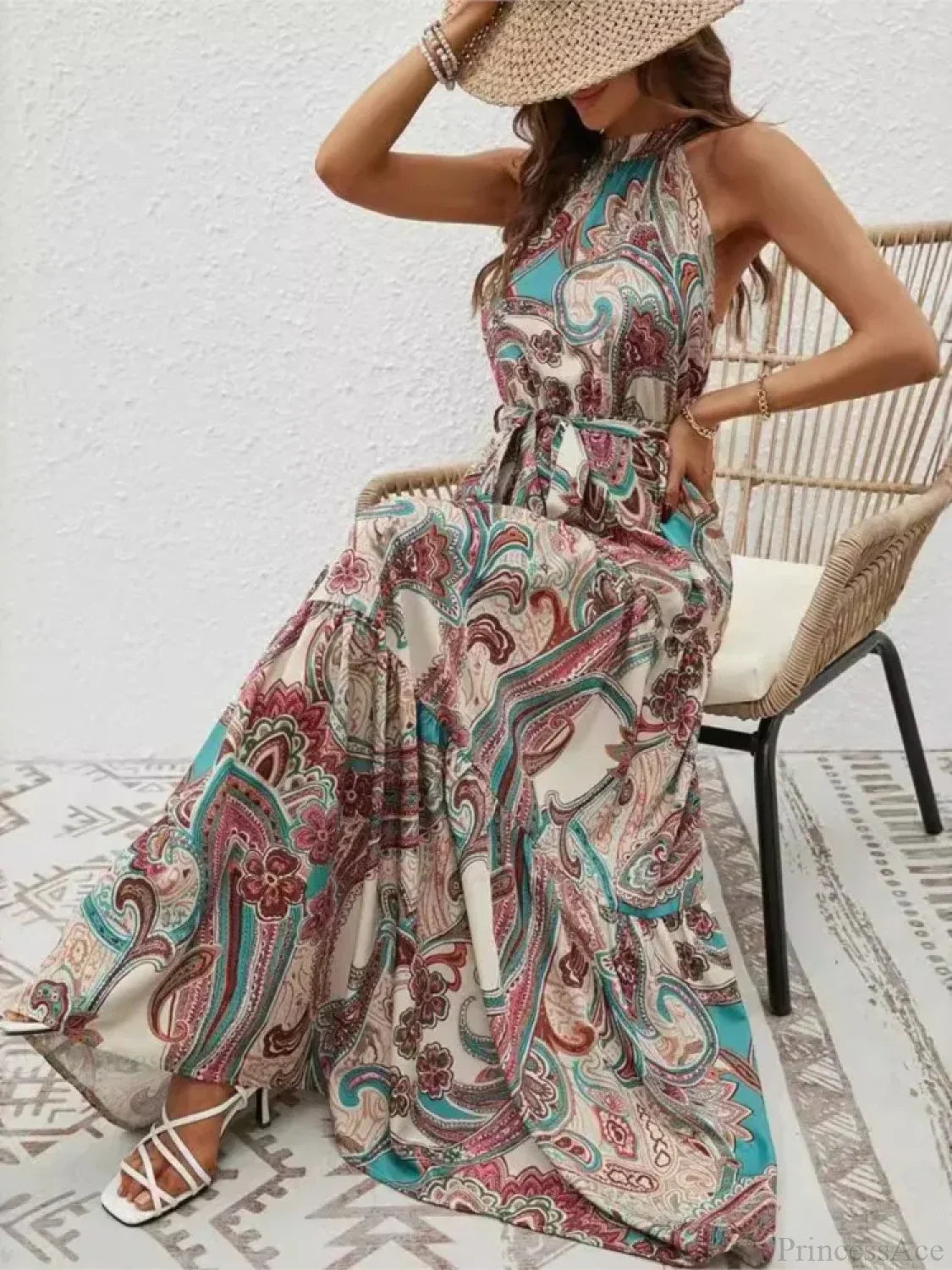 Sexy Vintage Hanging Neck Boho Dress