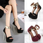 Sexy Women's Sandals 16CM High Heels Summer Open Toe Zippers Party Night Club High Heel