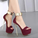 Sexy Women's Sandals 16CM High Heels Summer Open Toe Zippers Party Night Club High Heel