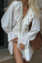 Ingrid Exclusive V Neck Ruffle Mini Dress Boutique Collection