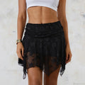 Sheer Asymmetric Frill Hem Skirt