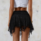 Sheer Asymmetric Frill Hem Skirt