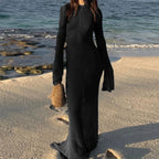 Sheer Backless Long Sleeve Cover Up