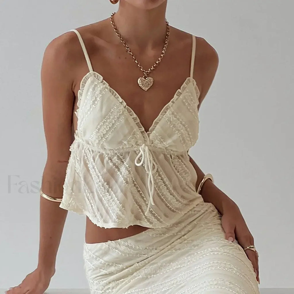 Sheer Beach Bow-Tie Crop Top