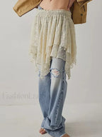 Sheer Floral Lace Mini Skirt