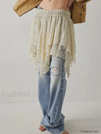 Sheer Floral Lace Mini Skirt