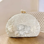 Shell Lace Embroidered Clutch Wristlet