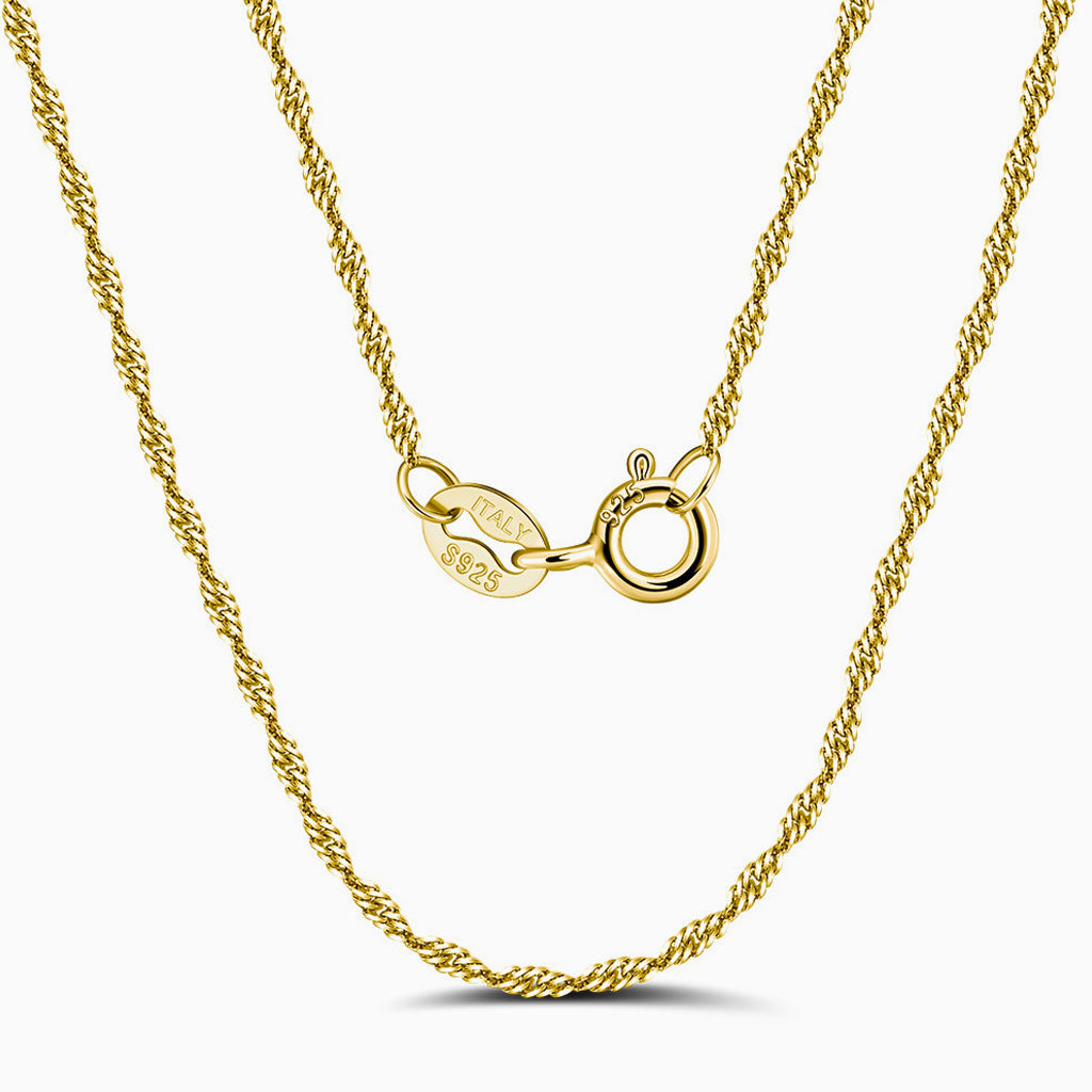 Shimmer 1.5MM Twisted Singapore Chain Necklace in Sterling Silver