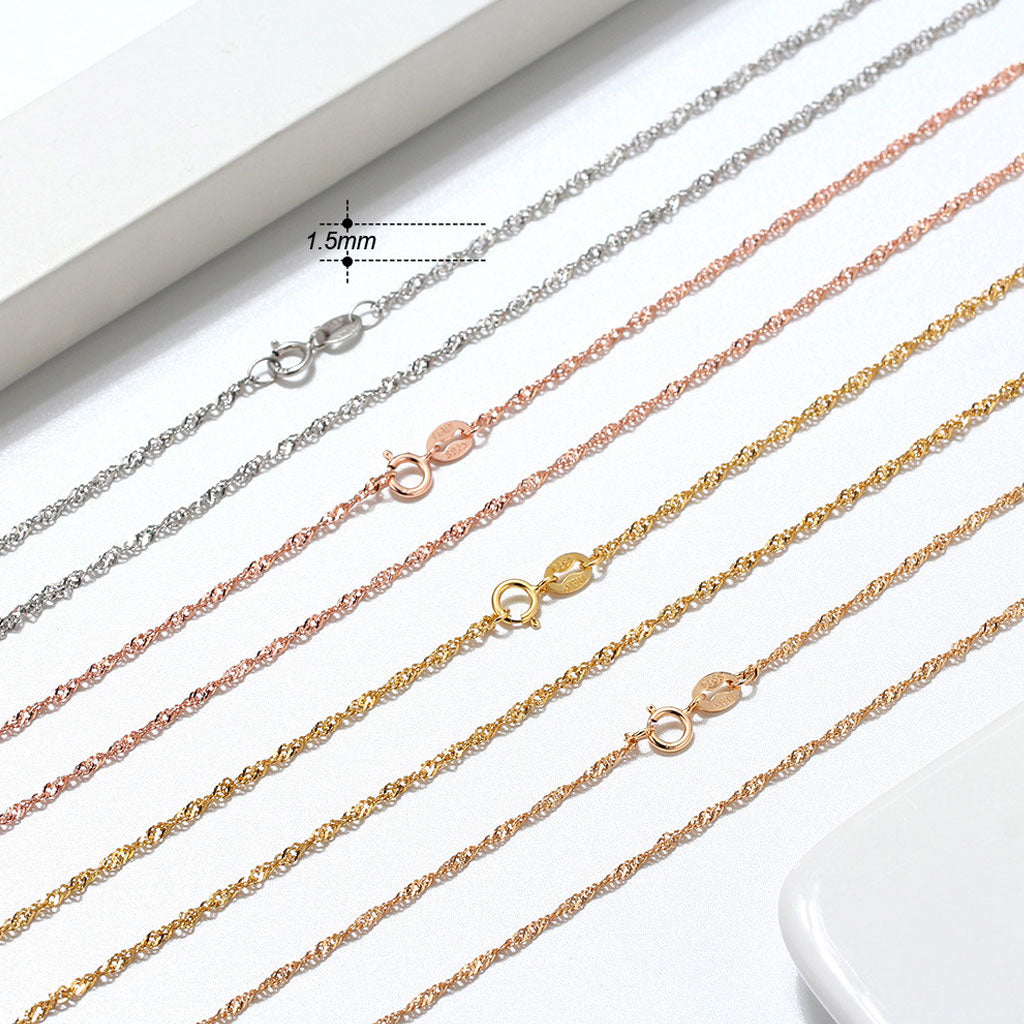 Shimmer 1.5MM Twisted Singapore Chain Necklace in Sterling Silver
