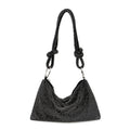Crystal Knot Trim Shoulder Bag Black