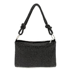 Crystal Knot Trim Shoulder Bag Black