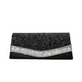 Rhinestone Textured Flap Clutch Bag - Black