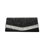 Rhinestone Textured Flap Clutch Bag - Black