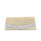 Rhinestone Textured Flap Clutch Bag - Gold