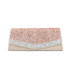Rhinestone Textured Evening Flap Clutch Bag - Pink