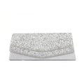 Rhinestone Textured Flap Clutch Evening Bag - Silver