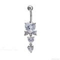 Shiny Crystal Heart Dark Belly Ring