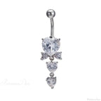 Shiny Crystal Heart Dark Belly Ring