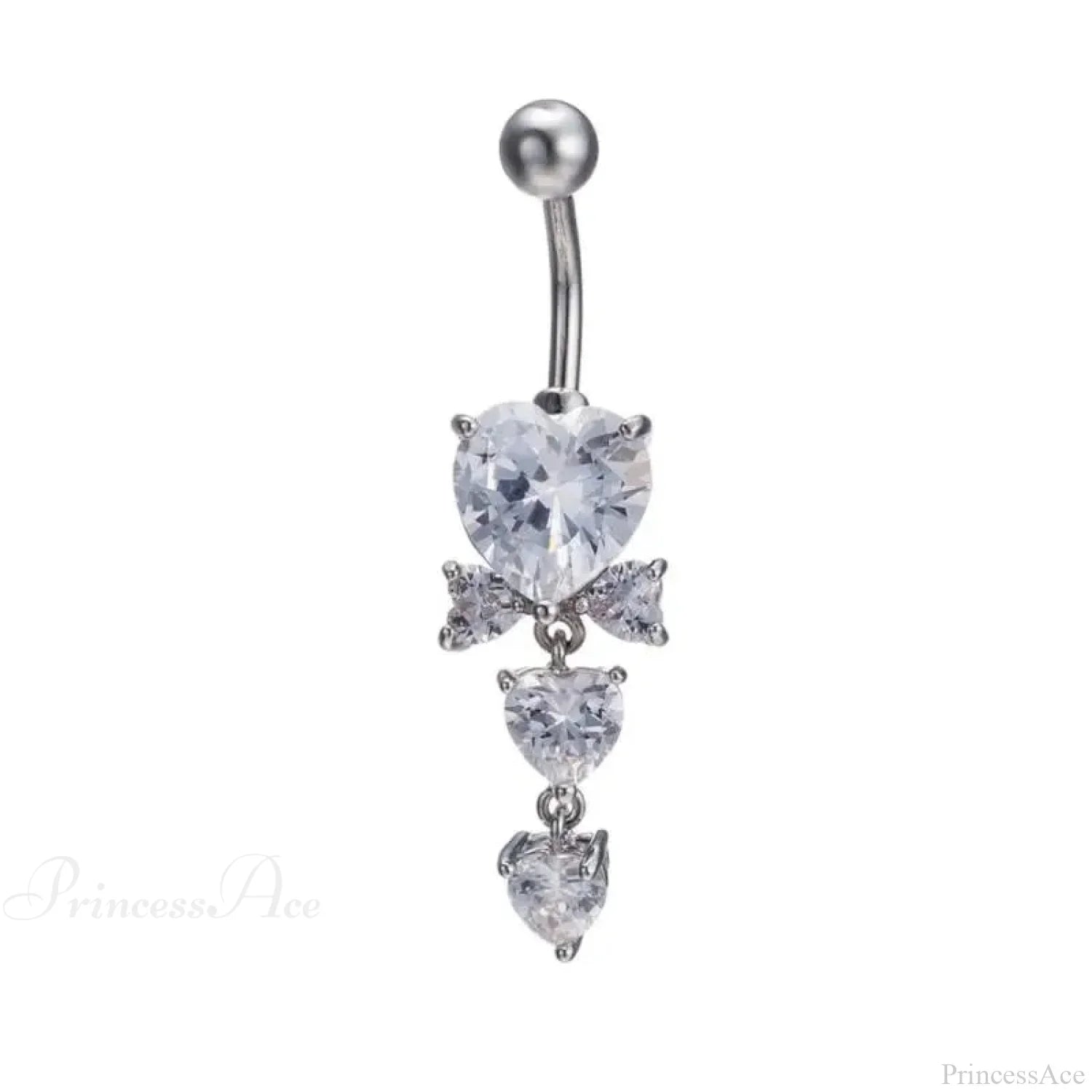 Shiny Crystal Heart Dark Belly Ring