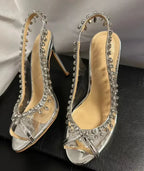 Shiny Crystal Summer Pvc Transparent Fish Mouth PartyFashion Luxury Designer High Heel