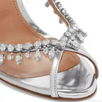 Shiny Crystal Summer Pvc Transparent Fish Mouth PartyFashion Luxury Designer High Heel