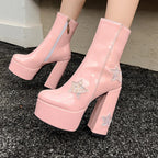 Shiny Leather Sparkle Elevated Gothic Zipper Brief Boot