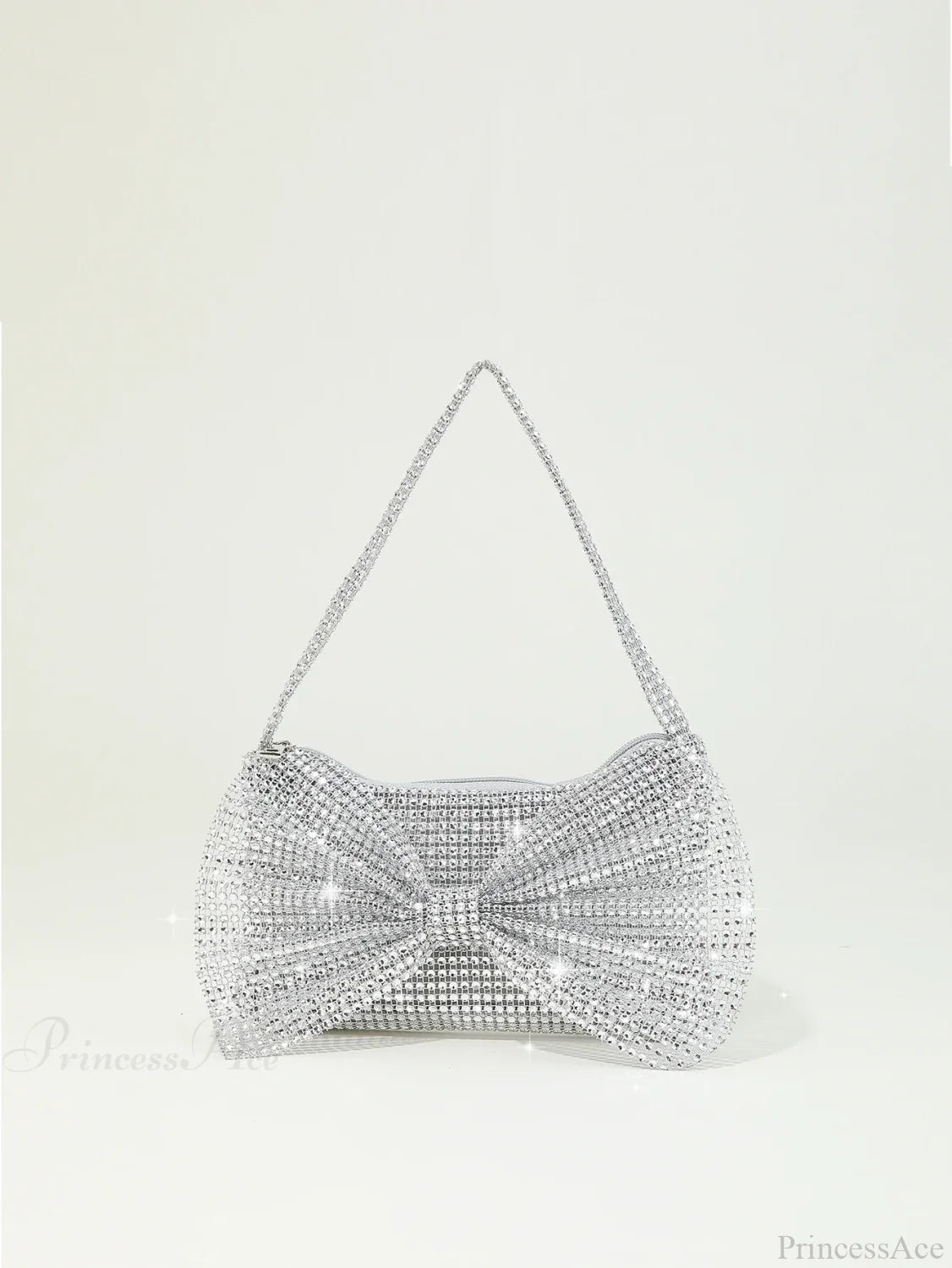 Shiny Rhinestone Bow Evening Clutch Bag