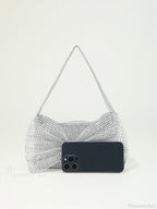 Shiny Rhinestone Bow Evening Clutch Bag