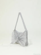Shiny Rhinestone Bow Evening Clutch Bag