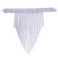 Silver Long Fringe Choker Necklace with Shiny Rhinestone Embellishments