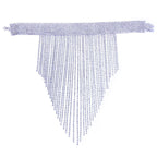 Silver Long Fringe Choker Necklace with Shiny Rhinestone Embellishments