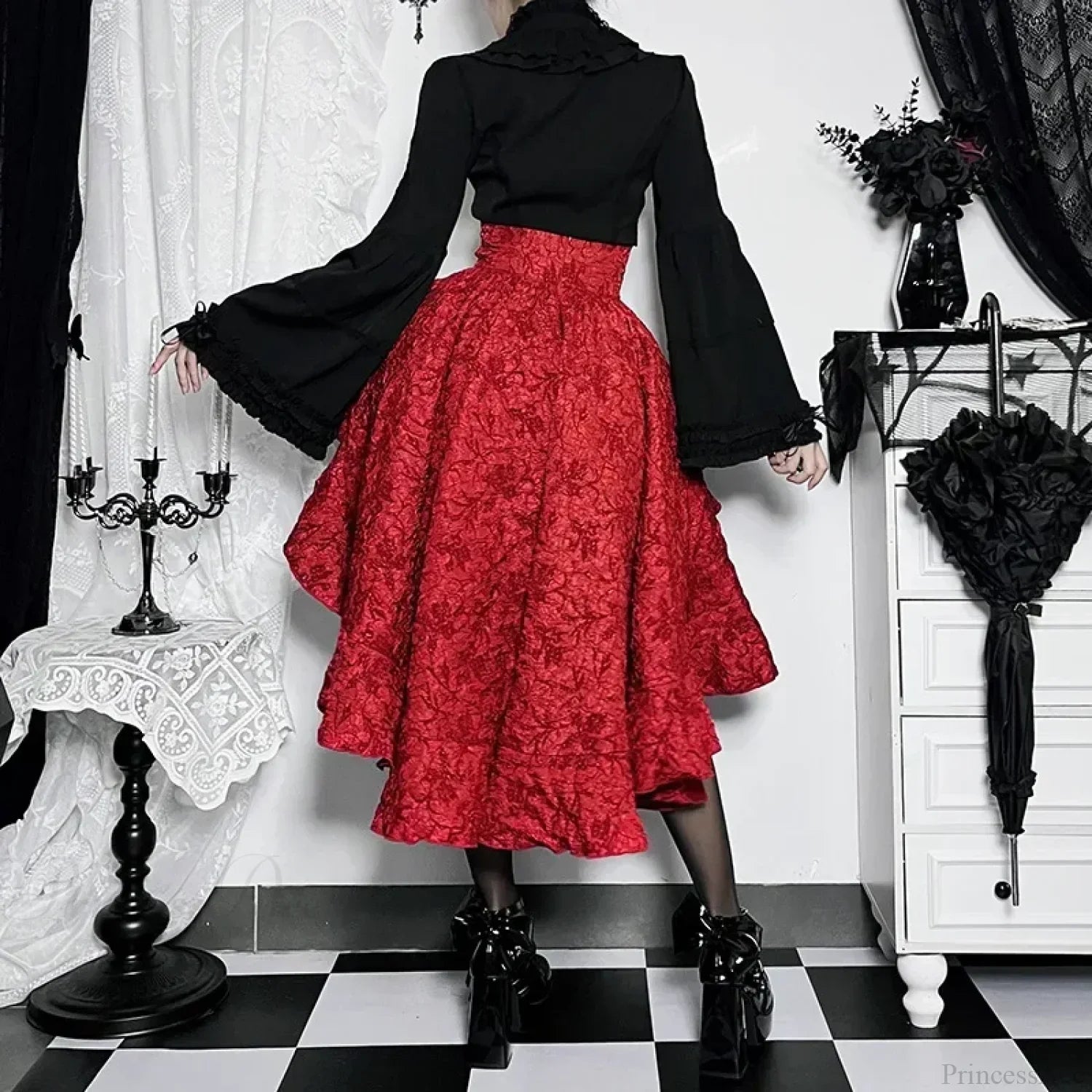 Shirring Pleated Corset Vintage Skirt