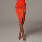Shirring Pleated Wrap Hip Skirt