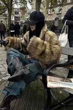 Short Faux Fur Raccoon Fur Warm Jacket Coat