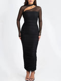 Sienna Mesh Ruched Maxi Dress