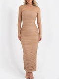 Sienna Mesh Ruched Maxi Dress