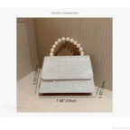 Silk Evening Clutch Gold Pearl Chain Bag