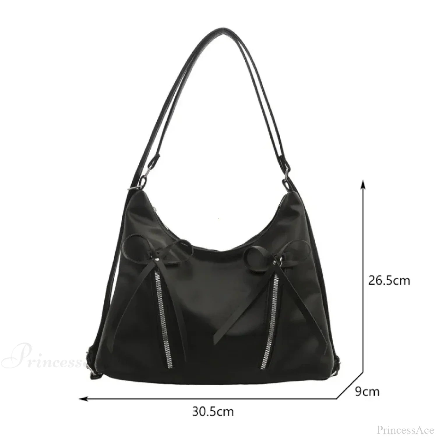 Silver Bow PU Leather Shoulder Bag
