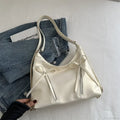 Silver Bow PU Leather Shoulder Bag