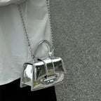 Silver Chic PU Leather Crossbody Handbag