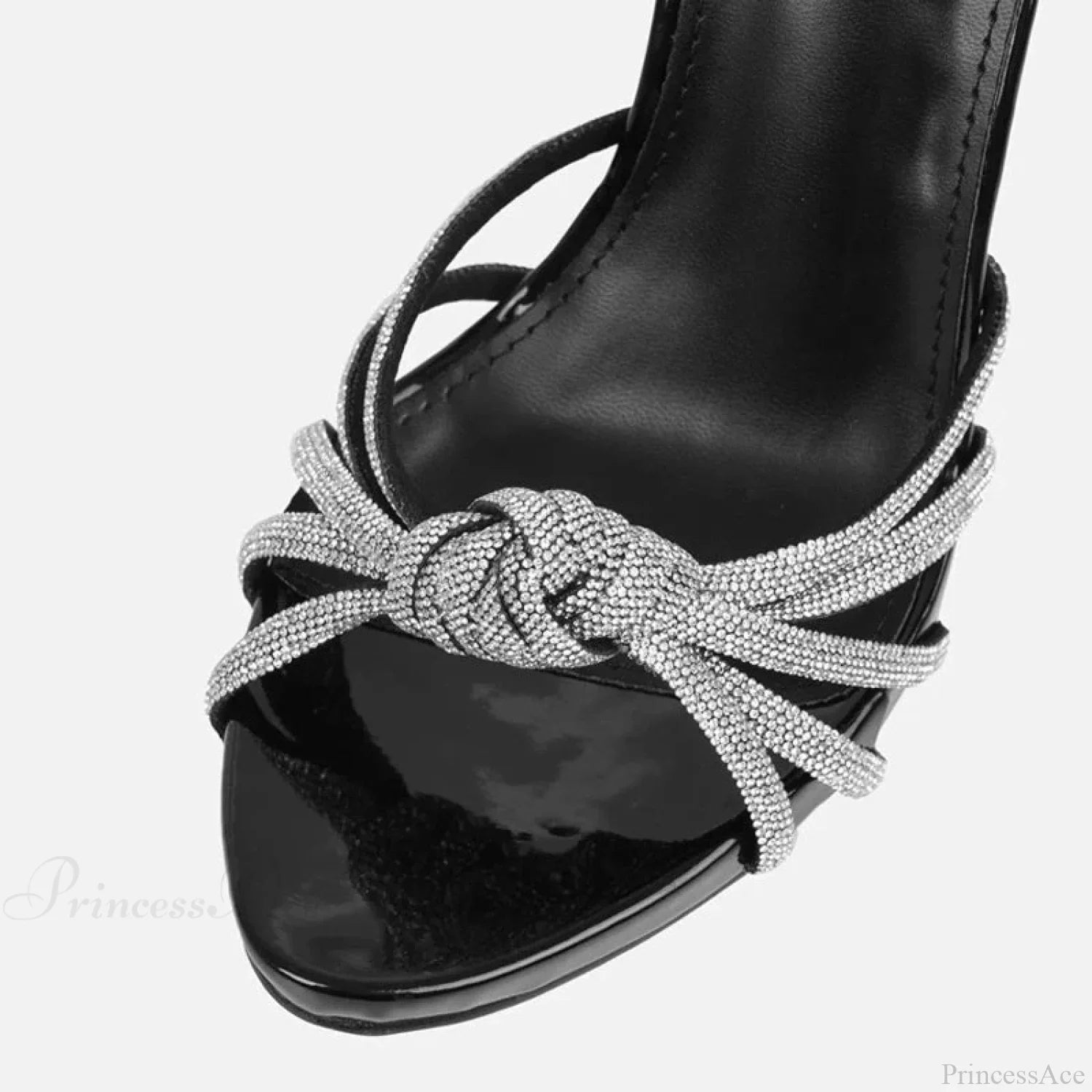 Silver Crystal Narrow-Band Sandals Summer Party Wedding Prom Open-Toe High Heels Women High Heel