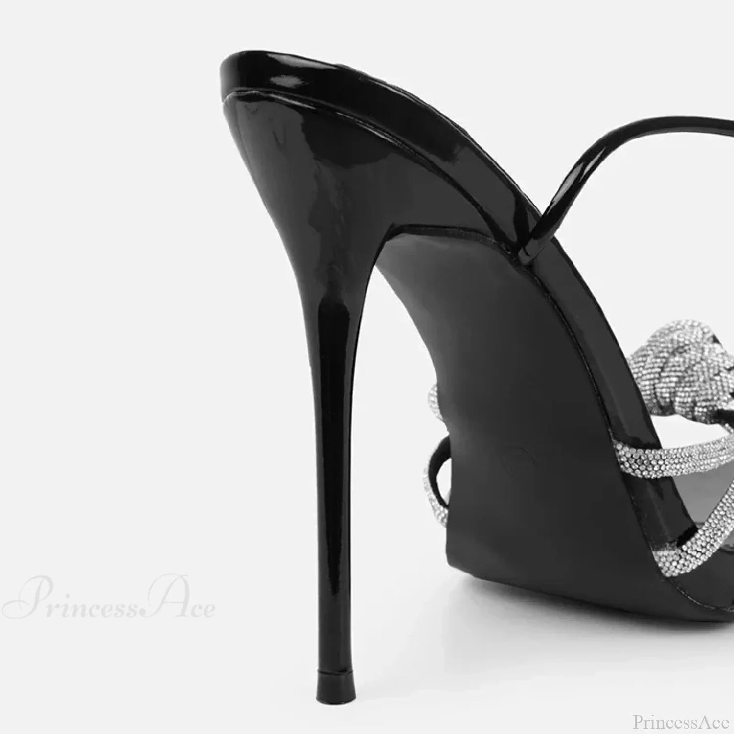 Silver Crystal Narrow-Band Sandals Summer Party Wedding Prom Open-Toe High Heels Women High Heel